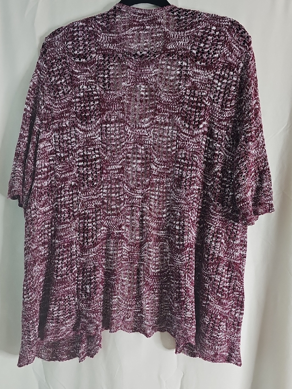 CJ Banks Maroon and White Open Weave Cardigan - Picture 2 of 4